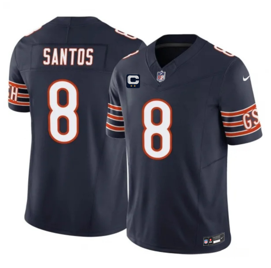 Men's Navy Chicago Bears #8 Cairo Santos 2026 F.U.S.E. 2-Star C Patch Vapor Untouchable Limited Stitched Football Jersey
